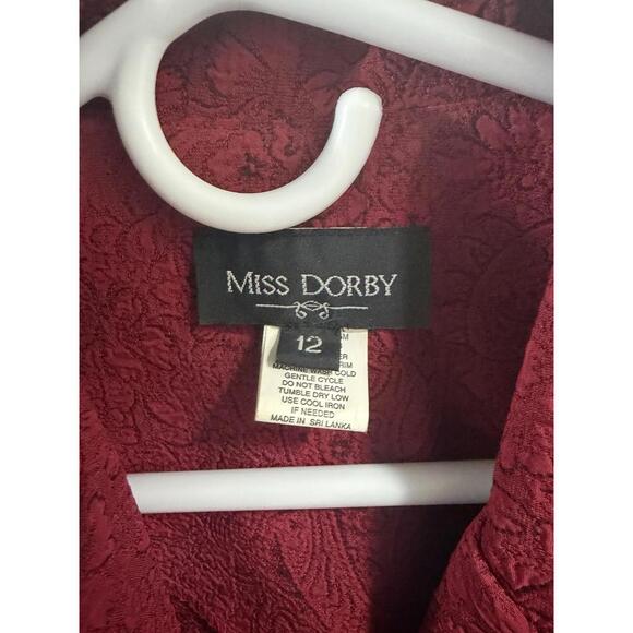 Miss Dorby Women's Deep Red Jacquard Floral Skirt Suit 12 - Picture 2 of 14